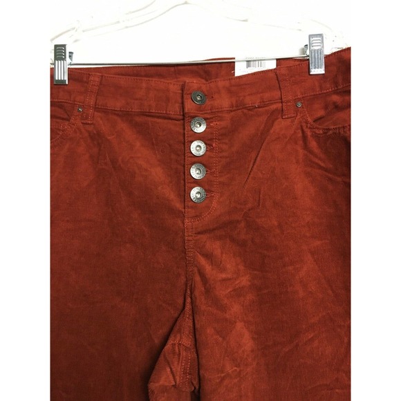Style & Co  Pants Plus Size Button Down Corduroy  Dark Auburn - Picture 11 of 12